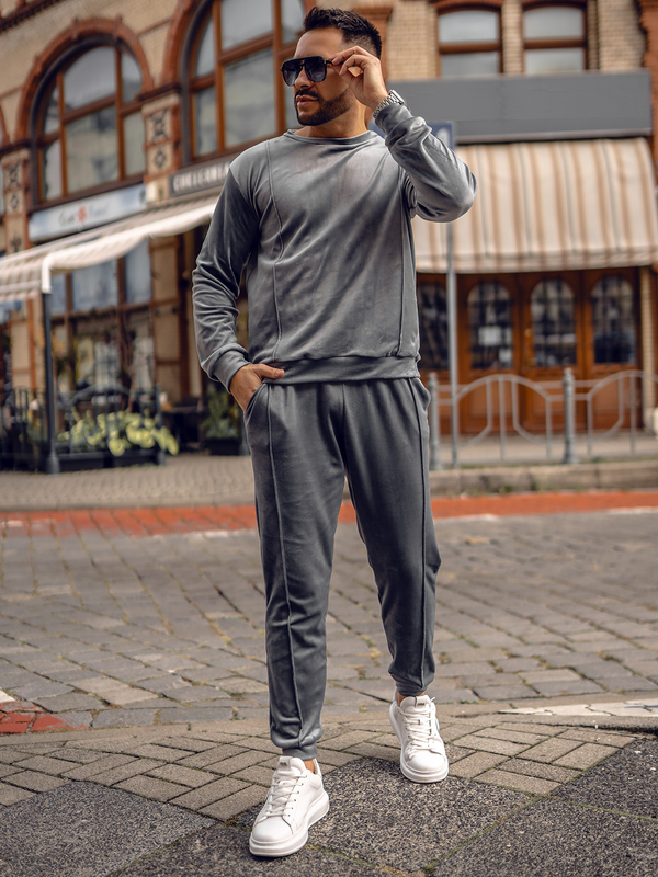 Men's Velour Tracksuit Grey Bolf 0001