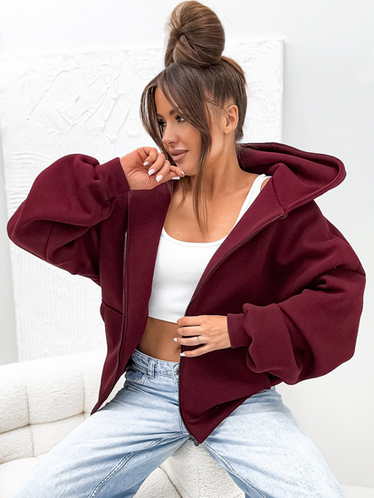 Women's Warm Butterfly Hoodie Claret Bolf 821112