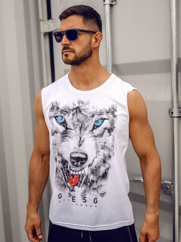 Men’s Printed Tank Top White Bolf 14824A