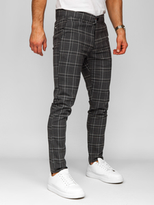 Men’s Elegant Checkered Pants Graphite Bolf 184168