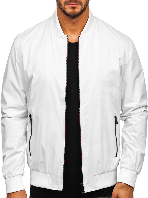 Men's Lightweight Bomber Jacket White Bolf 7116