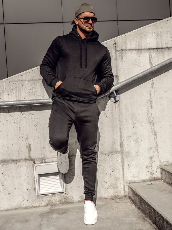 Men's Tracksuit with hood Black Bolf D003A