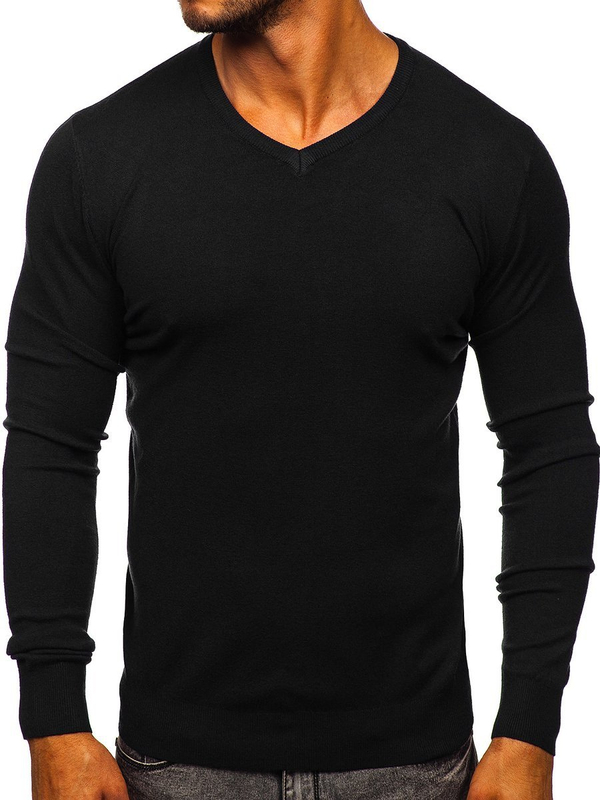 Men’s V-neck Sweater Black Bolf YY03