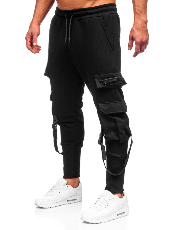 Men's Cargo Sweatpants Black Bolf 6582