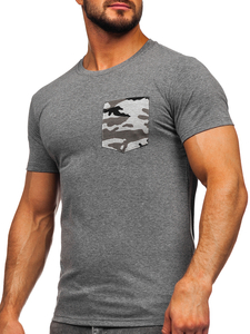 Men's Camo Printed T-shirt with Pocket Graphite Bolf 8T85