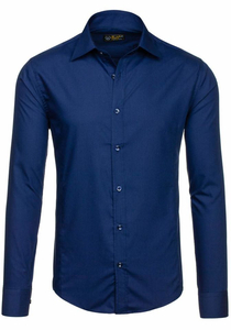 Men’s Elegant Long Sleeve Shirt Navy blue Bolf 1703
