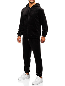 Men’s Velour Sport Outfit with hood Black Bolf 8C1538