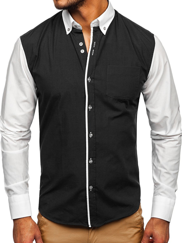 Men's Elegant Long Sleeve Shirt Black Bolf 6919