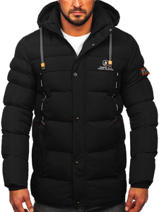 Men's Longline Quilted Winter Jacket Black Bolf 22M53