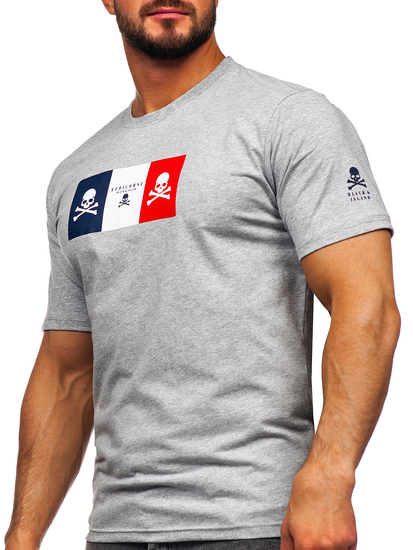Men's Cotton Printed T-shirt Grey Bolf 14784
