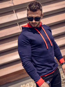 Men's Hoodie Navy Blue-Red Bolf 145380