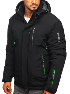 Men's Winter Ski Jacket Black-Green Bolf 1910