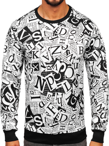 Men's Printed Sweatshirt Black-White Bolf 8B1135