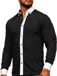 Men's Elegant Long Sleeve Shirt Black Bolf 21750