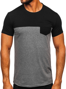 Men's Basic T-shirt with pocket Black-Graphite Bolf 8T91