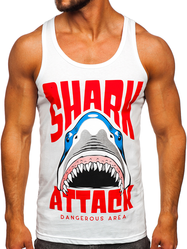 Men's Printed Boxer Tank Top White Bolf 143028