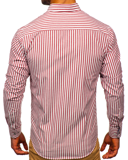 Men's Striped Long Sleeve Shirt Claret Bolf 20704