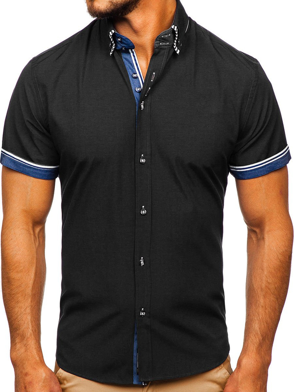 Men's Short Sleeve Shirt Black Bolf 2911-1
