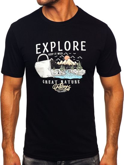 Men's Cotton Printed T-shirt Black Bolf MPO3485