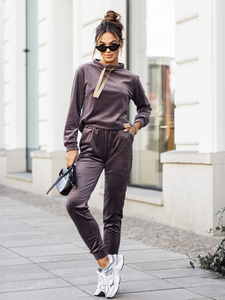 Women's 2-Piece Velour Tracksuit Graphite Bolf 637