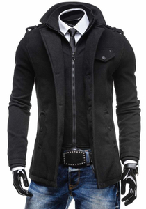 Men's Single-Breasted High Collar Coat Black Bolf 8853C