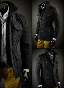 Men's Elegant Quilted Jacket Black Bolf 802A