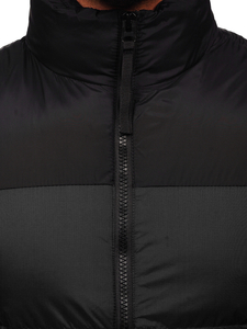 Men's Thick Quilted Gilet with hood Black Bolf 9969