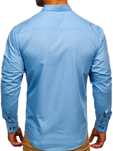 Men’s Elegant Long Sleeve Shirt Sky Blu Bolf 7724