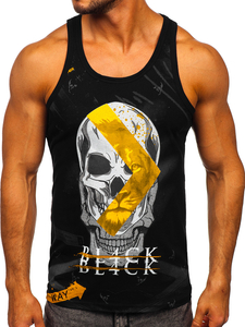 Men's Printed Boxer Tank Top Black Bolf 14847