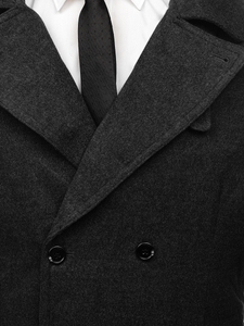 Men’s Double-breasted Winter Coat with high collar Graphite Bolf 1048