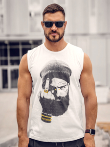 Men's Printed Tank Top White Bolf 14812A