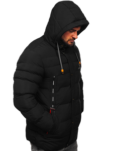 Men's Longline Quilted Winter Jacket Black Bolf 22M53
