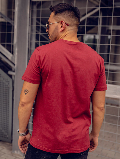 Men’s Basic V-neck T-shirt Claret Bolf 192131A