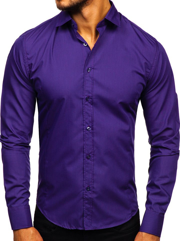 Men’s Elegant Long Sleeve Shirt Violet Bolf 1703