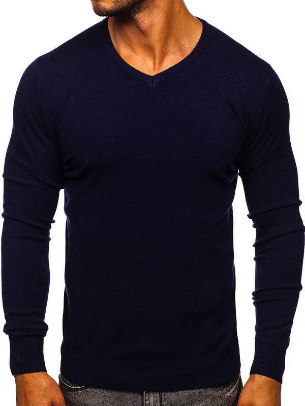 Men’s V-neck Sweater Navy blue Bolf YY03