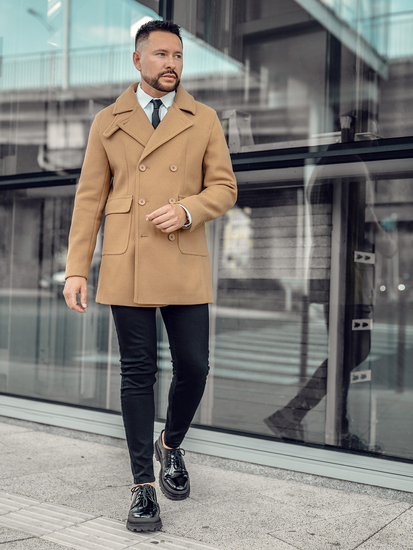 Men’s Short Double-breasted Winter Coat Camel Bolf 11Z8215A