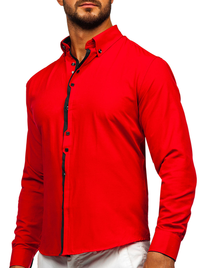 Men’s Elegant Long Sleeve Shirt Red Bolf 24701