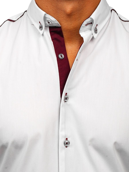 Men's Elegant Long Sleeve Shirt White-Claret Bolf 5722-1