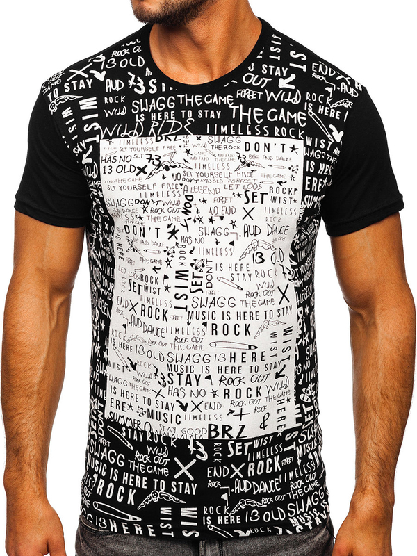 Men's Cotton Printed T-shirt Black Bolf 1173