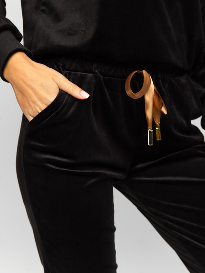 Women's 2-Piece Velour Tracksuit Black Bolf 8129