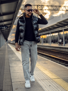 Men's Thick Quilted Gilet Black Bolf 9968