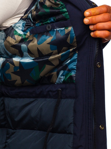 Men's Winter Parka Jacket Navy Blue Bolf 1972