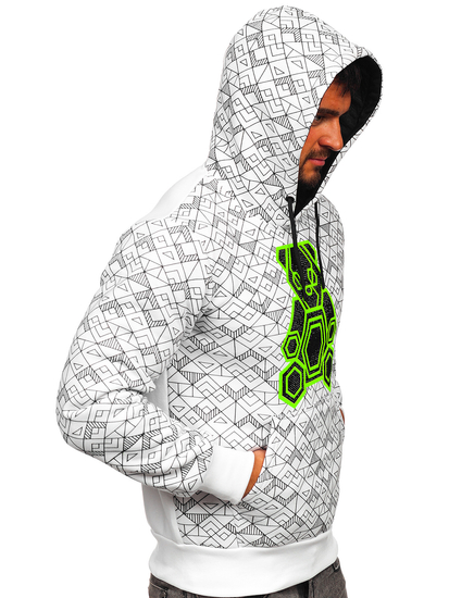 Men's Hoodie with Zircons White Bolf HM566