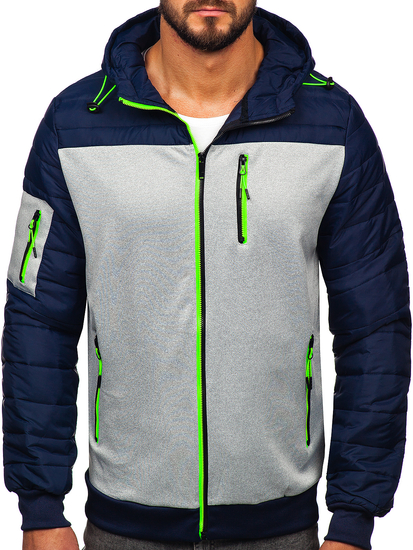 Men's Quilted Lightweight Jacket Navy Blue Bolf 8M902