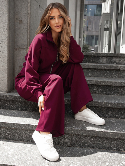 Women’s 2-piece Zip Butter Sport Outfit Claret Bolf 821109