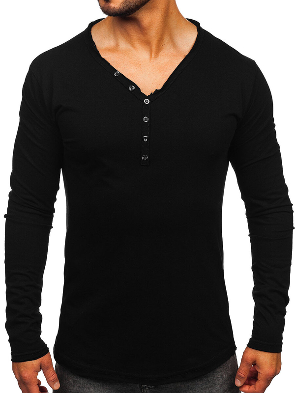 Men's Plain Long Sleeve Top Black Bolf 5059
