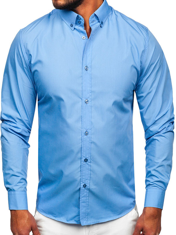 Men's Elegant Long Sleeve Shirt Sky Blue Bolf 5821-1