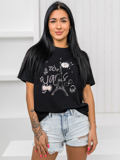 Women's Printed T-shirt Black Bolf 96T636