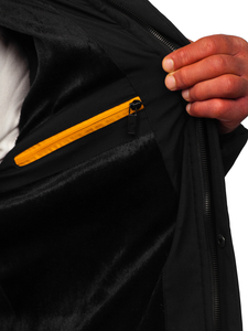 Men's Longline Quilted Winter Jacket Black Bolf 22M57