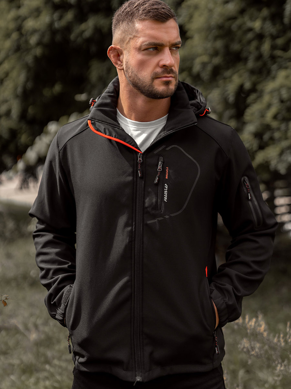Men's Lightweight Softshell Jacket Black-Orange Bolf WX088A